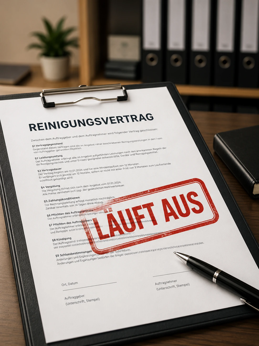 Reinigungsvertrag läuft aus - Auftrag Reinigung
